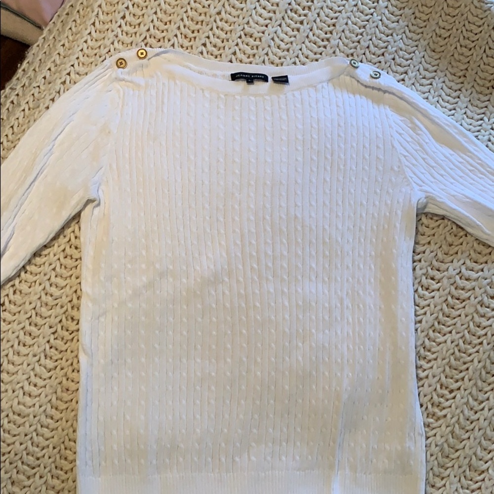 White cotton ballet neck sweater size Large